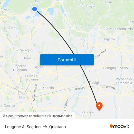 Longone Al Segrino to Quintano map