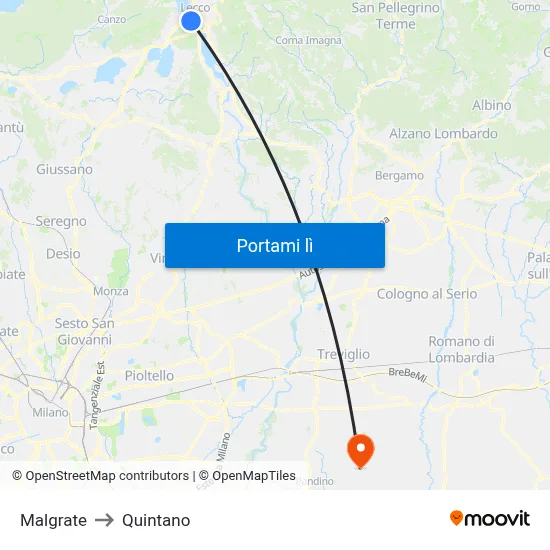 Malgrate to Quintano map