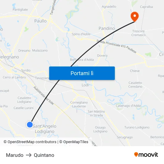 Marudo to Quintano map