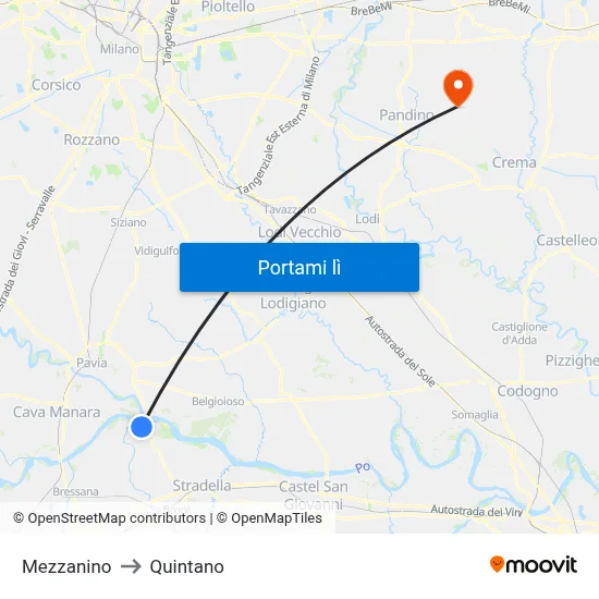 Mezzanino to Quintano map