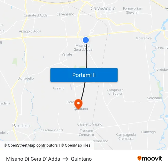 Misano Di Gera D' Adda to Quintano map
