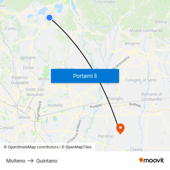 Molteno to Quintano map