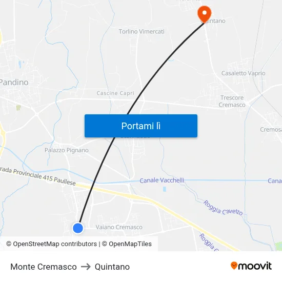 Monte Cremasco to Quintano map
