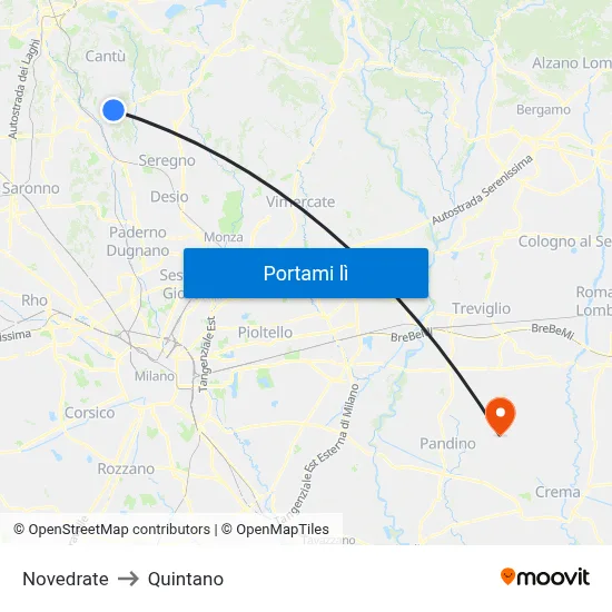 Novedrate to Quintano map