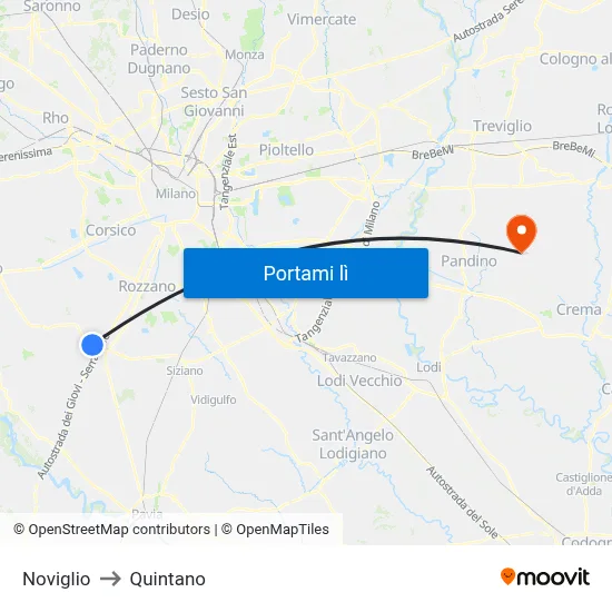 Noviglio to Quintano map