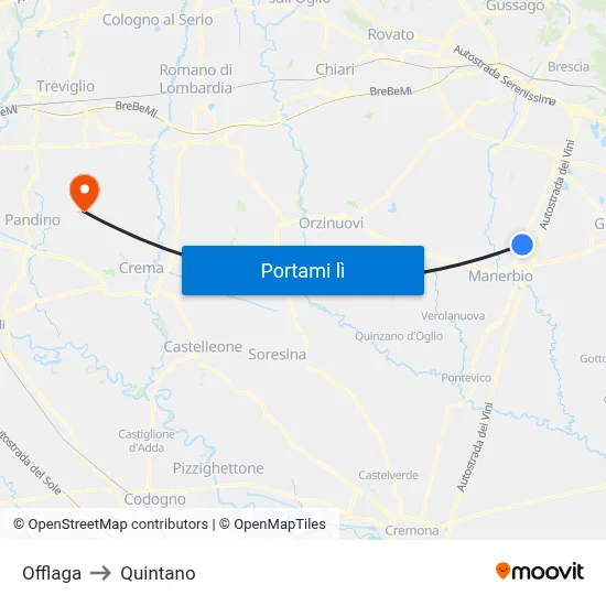 Offlaga to Quintano map