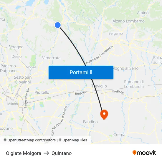 Olgiate Molgora to Quintano map