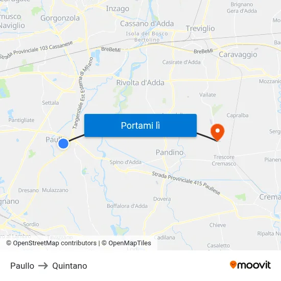Paullo to Quintano map