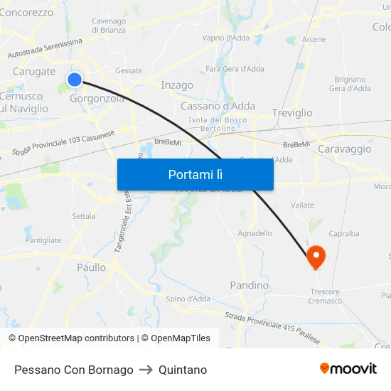 Pessano Con Bornago to Quintano map