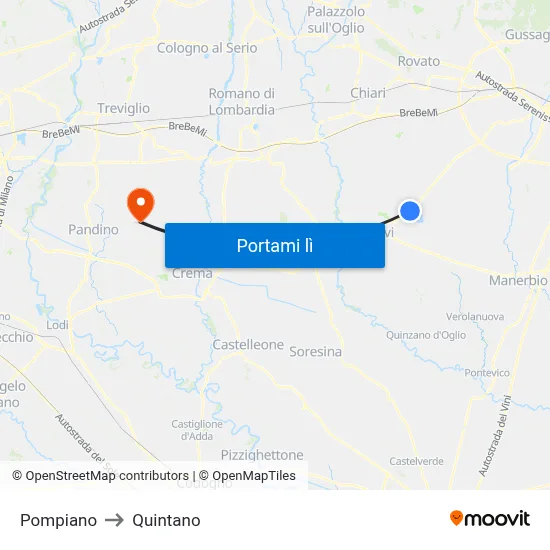 Pompiano to Quintano map
