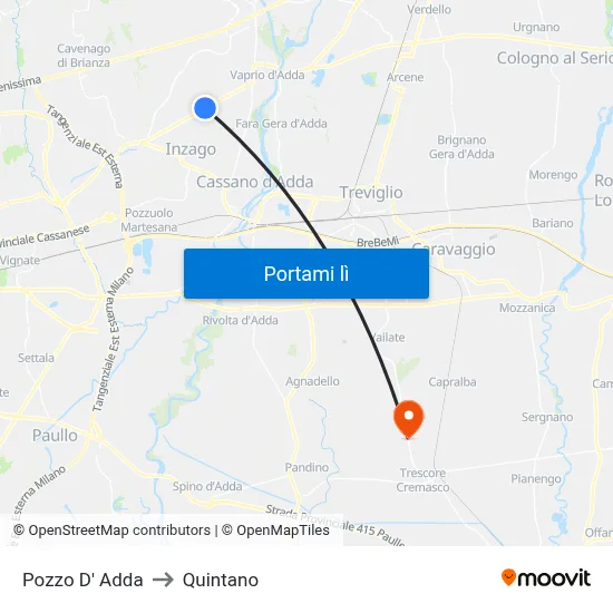 Pozzo D' Adda to Quintano map