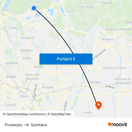 Proserpio to Quintano map