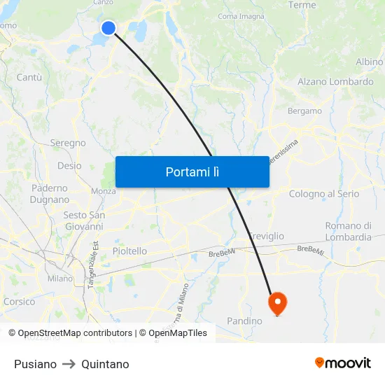 Pusiano to Quintano map