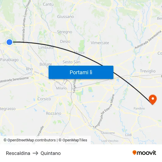 Rescaldina to Quintano map