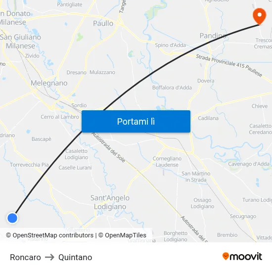 Roncaro to Quintano map