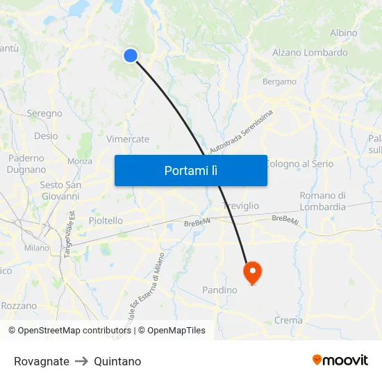 Rovagnate to Quintano map