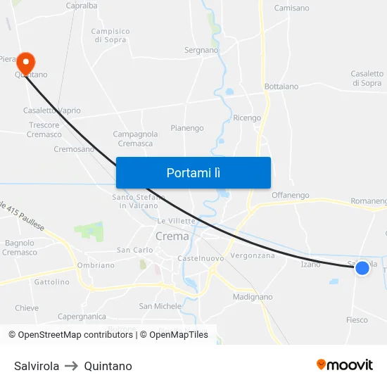 Salvirola to Quintano map