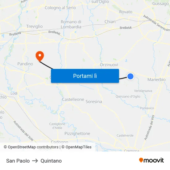San Paolo to Quintano map