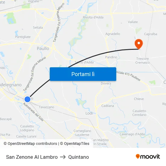 San Zenone Al Lambro to Quintano map