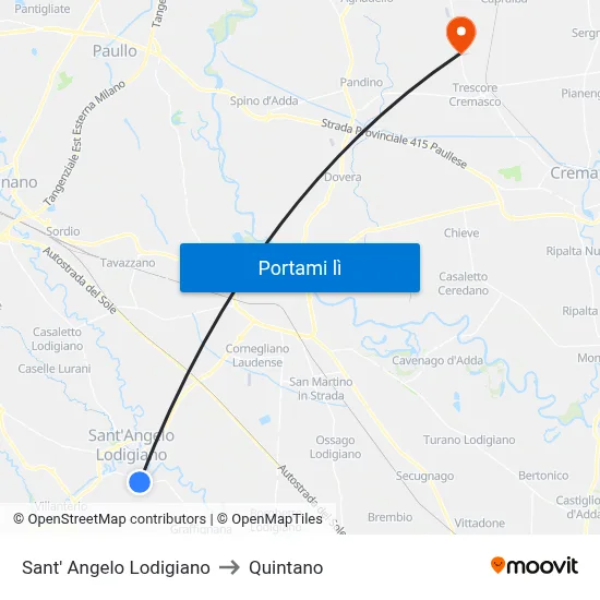 Sant' Angelo Lodigiano to Quintano map