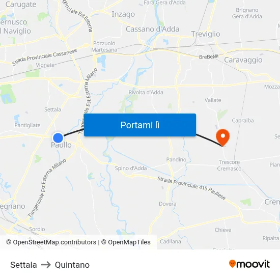 Settala to Quintano map
