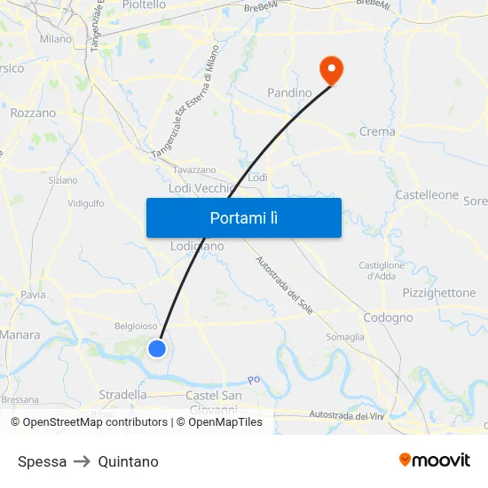 Spessa to Quintano map