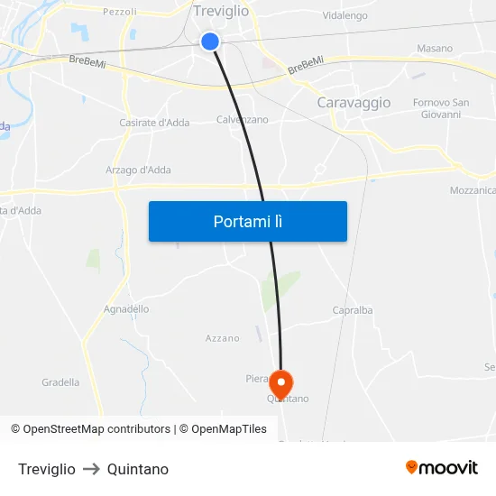 Treviglio to Quintano map