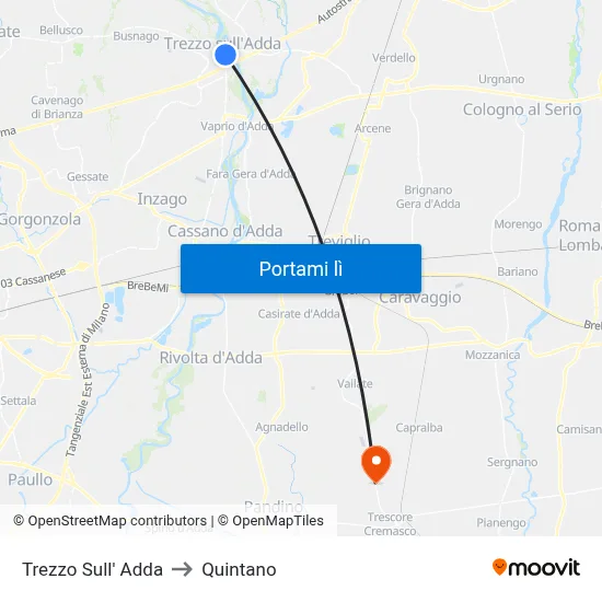 Trezzo Sull' Adda to Quintano map