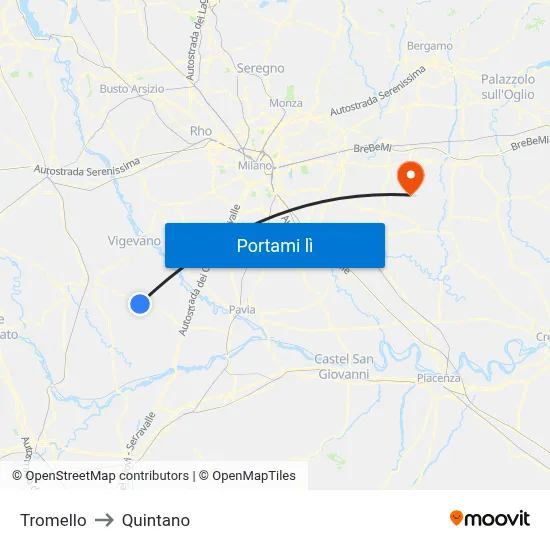 Tromello to Quintano map