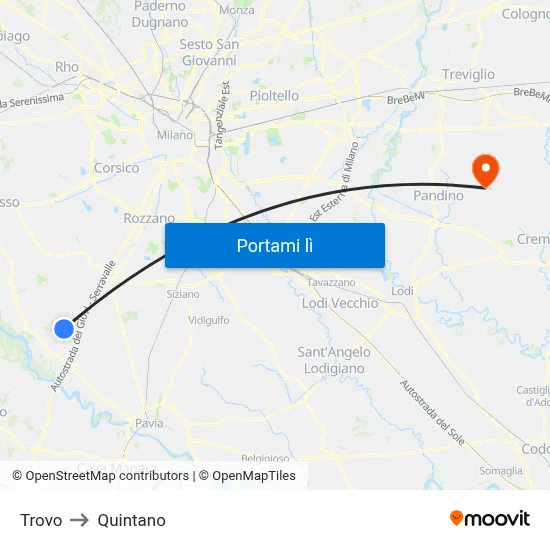 Trovo to Quintano map