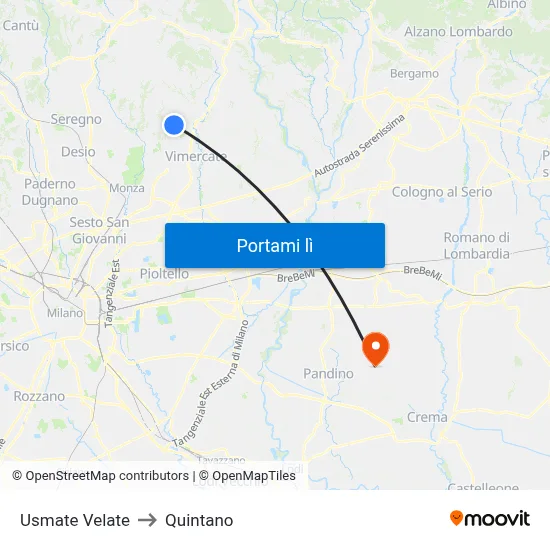 Usmate Velate to Quintano map