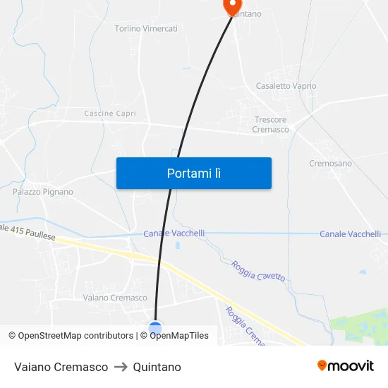 Vaiano Cremasco to Quintano map