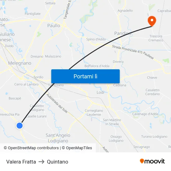Valera Fratta to Quintano map