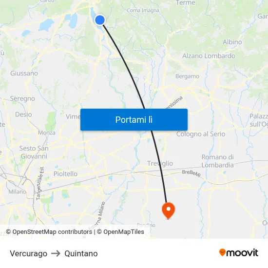 Vercurago to Quintano map