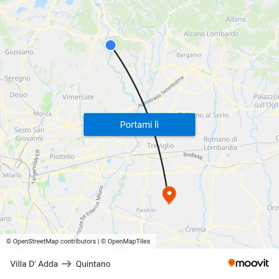 Villa D' Adda to Quintano map