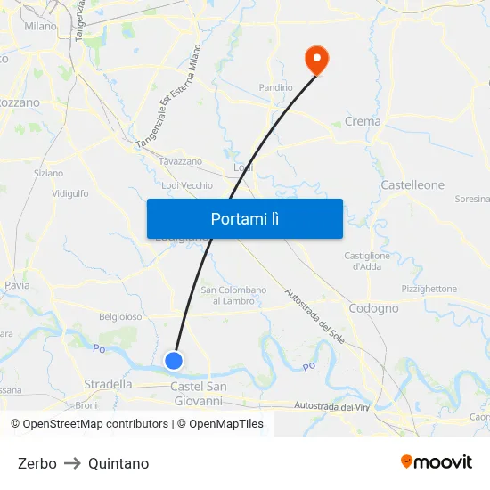 Zerbo to Quintano map
