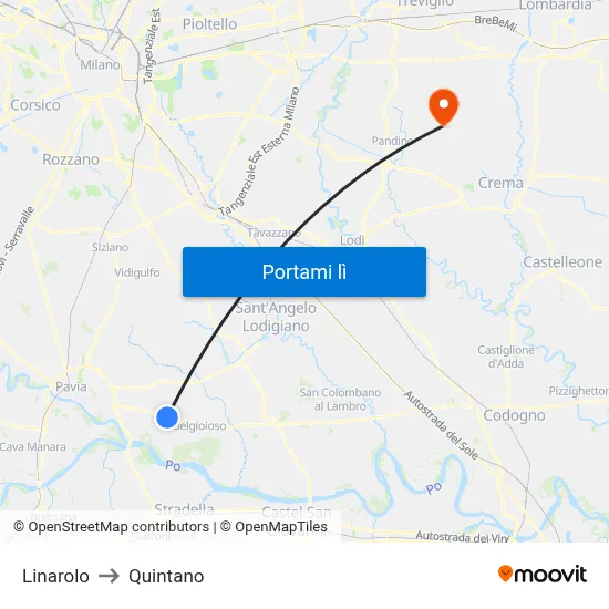 Linarolo to Quintano map