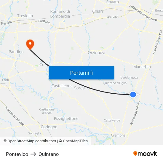 Pontevico to Quintano map