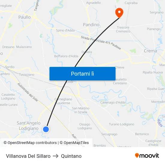 Villanova Del Sillaro to Quintano map