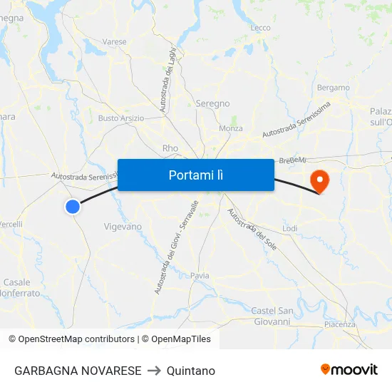 GARBAGNA NOVARESE to Quintano map