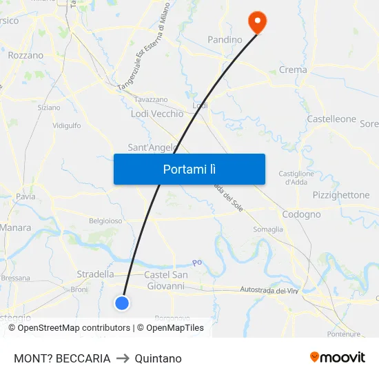 MONT? BECCARIA to Quintano map