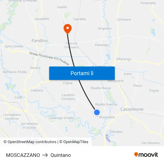 MOSCAZZANO to Quintano map