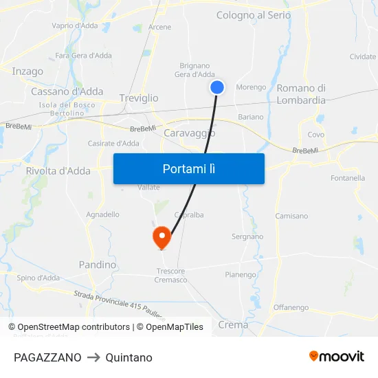 PAGAZZANO to Quintano map