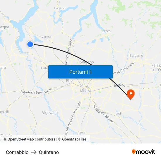 Comabbio to Quintano map