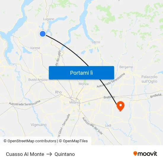 Cuasso Al Monte to Quintano map