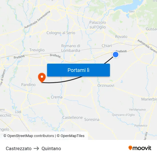 Castrezzato to Quintano map