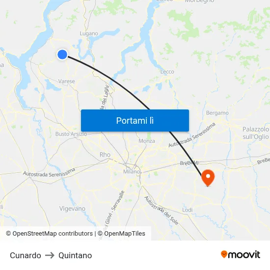 Cunardo to Quintano map