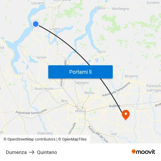Dumenza to Quintano map