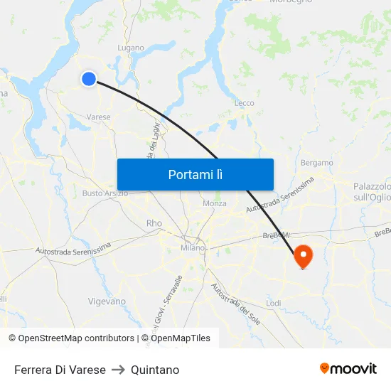 Ferrera Di Varese to Quintano map