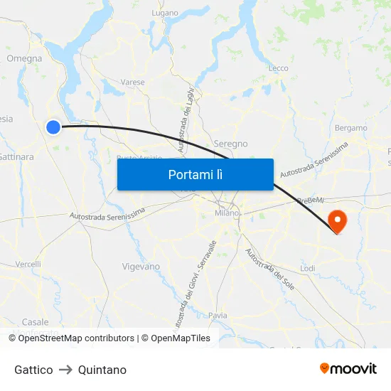 Gattico to Quintano map